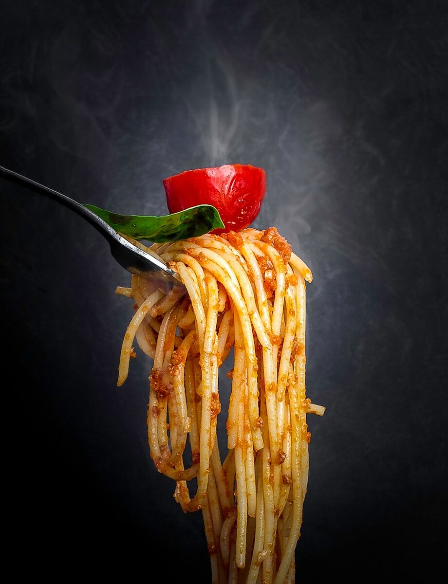 a red pepper on a noodles